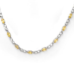 9.02 ctw Yellow Sapphire & Diamond Necklace 10k White Gold