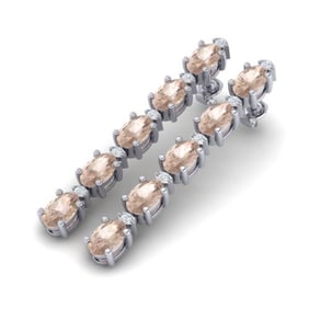 9.36 ctw Morganite & VS/SI Certified Diamond Tennis Earrings 10k White Gold
