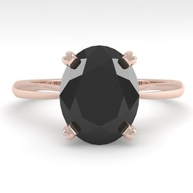 5.0 ctw Oval Black Diamond Engagment Designer Ring 14k Rose Gold
