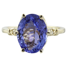 Natural Tanzanite Diamond Ring in 14