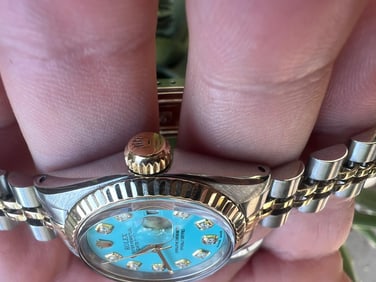 Rolex Ladies Two Tone Datejust Turquoise