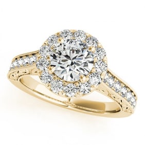 1.4 ctw Certified VS/SI Diamond Halo Ring 18k Yellow Gold