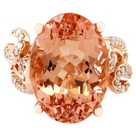 Morganite Diamond Ring 14K Rose Gold