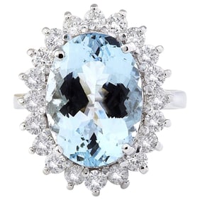 Natural Aquamarine 14 Karat Solid White