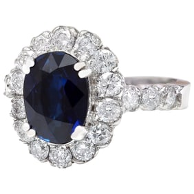 Sapphire Diamond Ring 14K White Gold