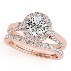 1.79 ctw Certified VS/SI Diamond 2pc Wedding Set Halo 14k Rose Gold