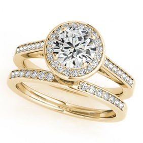 2.02 ctw Certified VS/SI Diamond 2pc Wedding Set Halo 14k Yellow Gold