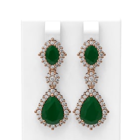 11.26 ctw Emerald & Diamond Earrings 18K Rose Gold