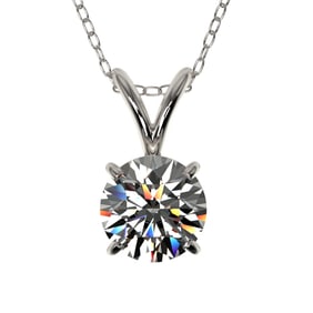 0.72 ctw Certified Quality Diamond Solitaire Necklace 10k White Gold