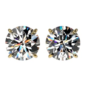 3.05 ctw Certified Quality Diamond Stud Earrings 10k Yellow Gold