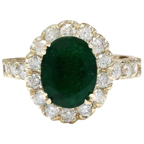 Natural Emerald 14 Karat Solid Yellow