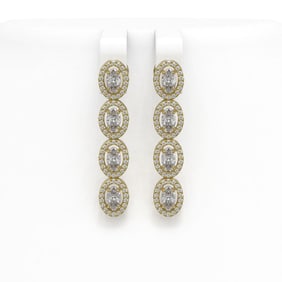 4.52 ctw Oval Cut Diamond Micro Pave Earrings 18K Yellow Gold