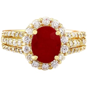Ruby Diamond Ring 14K Yellow Gold
