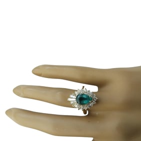 Natural Emerald Diamond Ring in 14