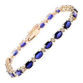 Sapphire Diamond Bracelet In 14 Karat