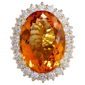 Citrine Diamond Ring In 14 Karat