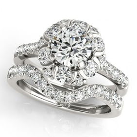 1.97 ctw Certified VS/SI Diamond 2pc Wedding Set Halo 14k White Gold