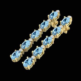 12.47 ctw Aquamarine & VS/SI Certified Diamond Earrings 10k Yellow Gold