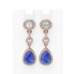 7.82 ctw Tanzanite & Diamond Earrings 18K Rose Gold