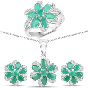7.84 CT Genuine Emerald and White