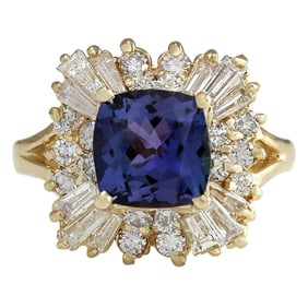 Tanzanite Diamond Ring 14K Yellow Gold