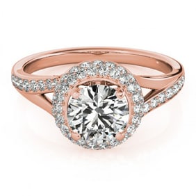 1.6 ctw Certified VS/SI Diamond Halo Ring 18k Rose Gold