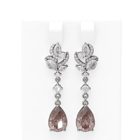 7.82 ctw Morganite & Diamond Earrings 18K White Gold