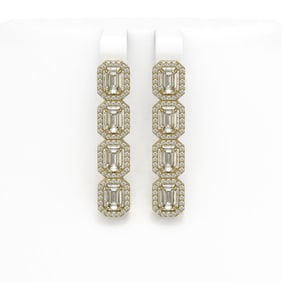 6.08 ctw Emerald Cut Diamond Micro Pave Earrings 18K Yellow Gold
