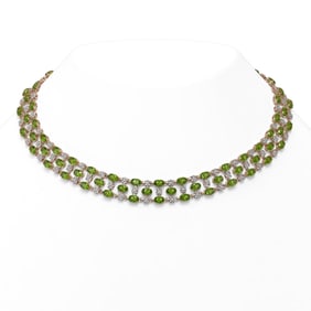 56.93 ctw Tourmaline & Diamond Necklace 10K Rose Gold