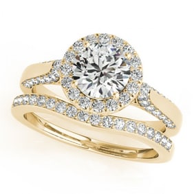 1.54 ctw Certified VS/SI Diamond 2pc Wedding Set Halo 14k Yellow Gold