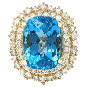 Natural Topaz Diamond Ring In 14