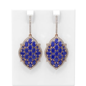 15.06 ctw Sapphire & Diamond Earrings 18K Rose Gold