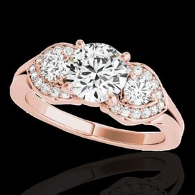 1.7 ctw Certified Diamond 3 Stone Solitaire Ring 10k Rose Gold