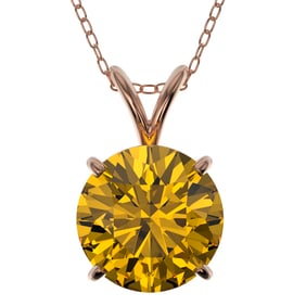 2.03 ctw Certified Intense Yellow Diamond Necklace 10k Rose Gold