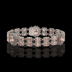 17.3 ctw Morganite & Diamond Bracelet 14K White Gold