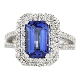 Tanzanite Diamond Ring 14K White Gold