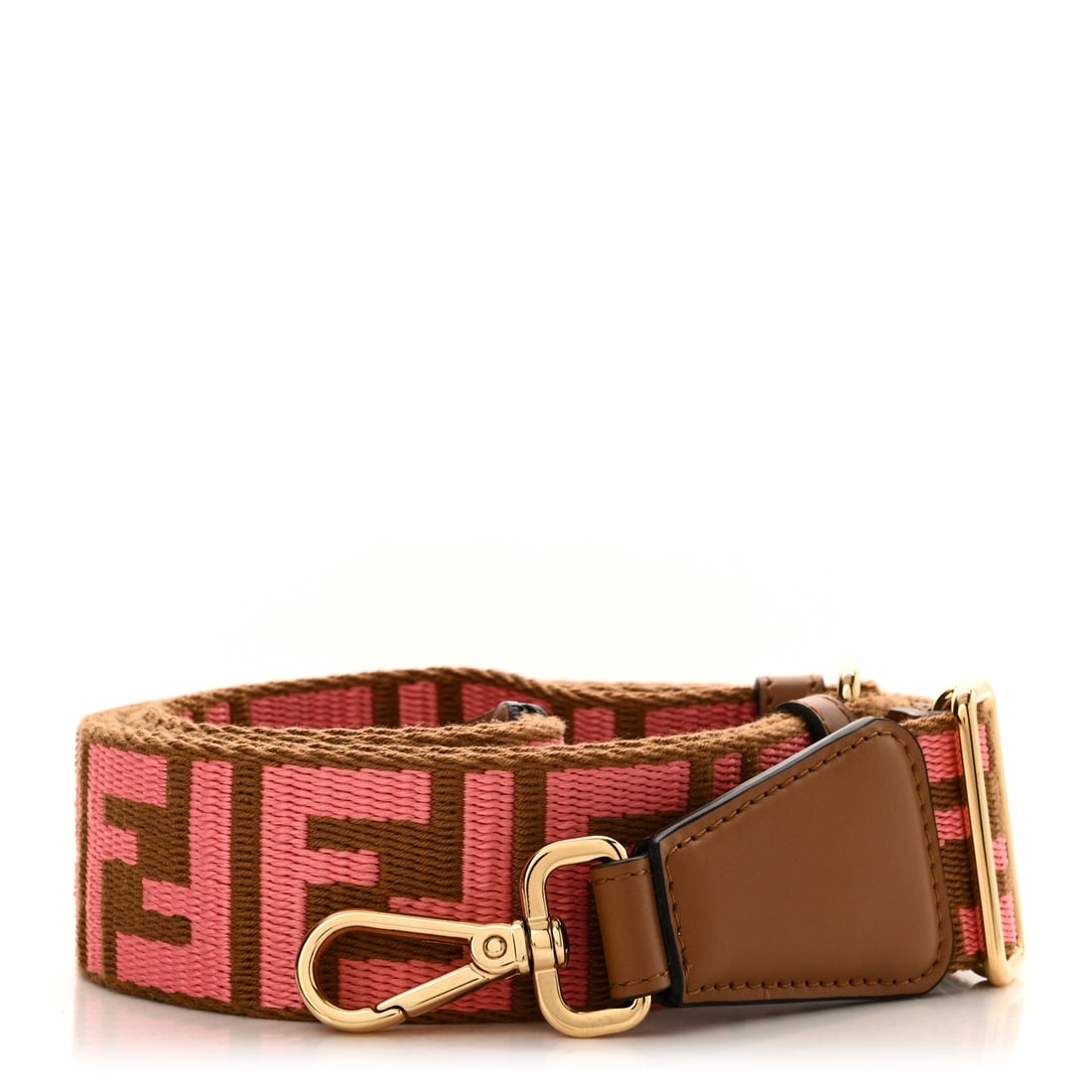 Fendi Jacquard Ribbon Vitello King FF: Fendi Jacquard Ribbon Vitello King FF Bi-Color Intreccio Adjustable Strap You Brand: FENDI Condition: Excellent Condition Details: Exterior: Pilling, , Box, Dust bag Length: 40 in Height: 1.75 in