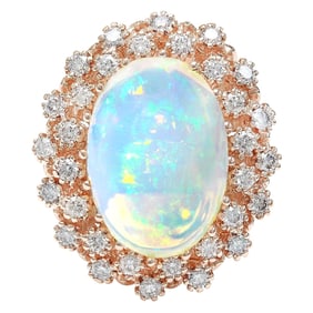 Opal 14K Rose Gold Diamond Ring