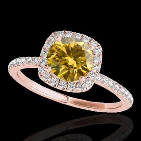 1.25 ctw Certified SI/I Fancy Intense Yellow Diamond Ring 10k Rose Gold