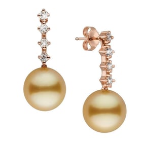 Golden South Sea Pearl and Diamond Constellation Earrings