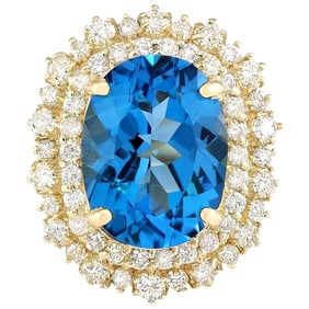 Topaz Diamond Ring 14K Yellow Gold