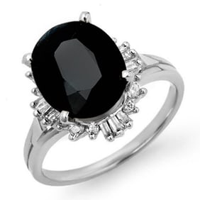 3.88 ctw Blue Sapphire & Diamond Ring 18k White Gold