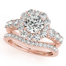2.51 ctw Certified VS/SI Diamond 2pc Wedding Set Halo 14k Rose Gold