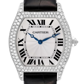 Cartier Tortue White Gold Black Strap
