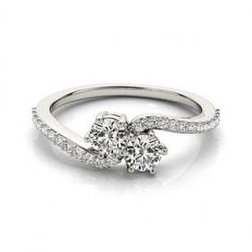 1 ctw Certified VS/SI Diamond 2 Stone Ring 18k White Gold