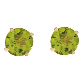 Peridot Stud Earrings 14K Yellow Gold
