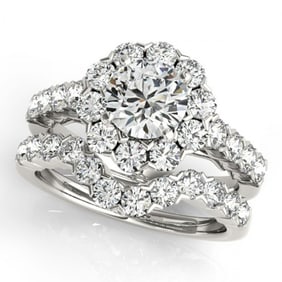 3.36 ctw Certified VS/SI Diamond 2pc Wedding Set Halo 14k White Gold
