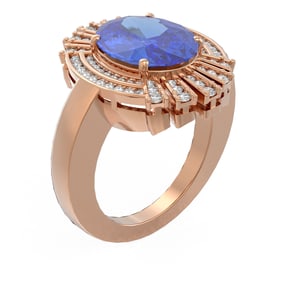 5.82 ctw Tanzanite & Diamond Ring 18K Rose Gold