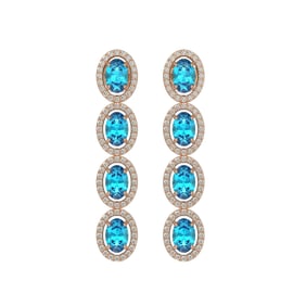 6.28 ctw Swiss Topaz & Diamond Micro Pave Halo Earrings 10k Rose Gold