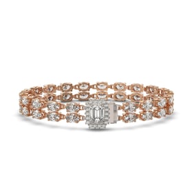 13.04 ctw Emerald Cut & Oval Diamond Bracelet 18K Rose Gold